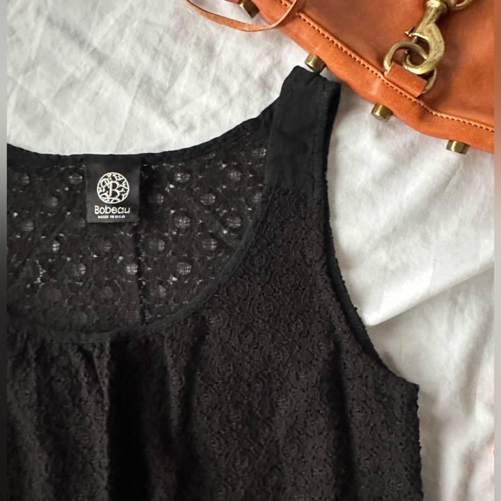 Bobeau black lace tank top